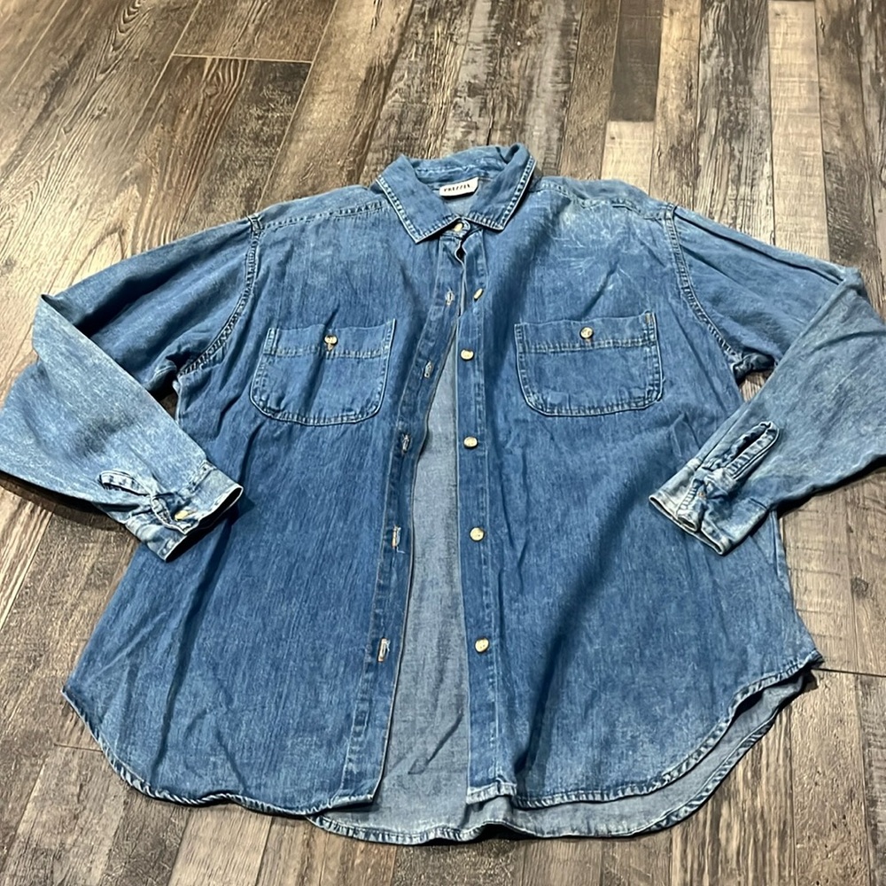 Vintage Prezzia denim long sleeve button up collared shirt